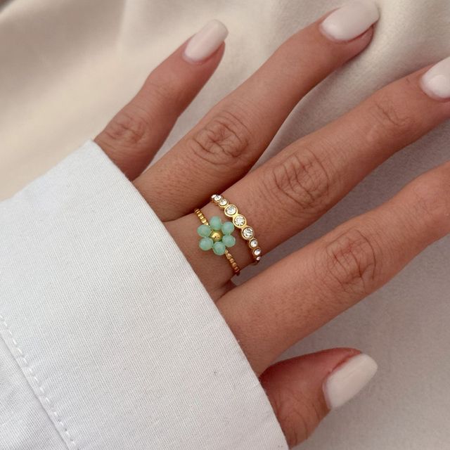 Anillo Floral Breeze Turquesa