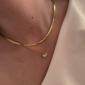 Collar Doble Gold Love White
