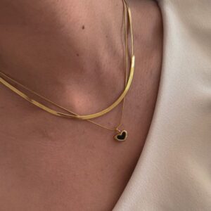 Collar Doble Love Gold Black